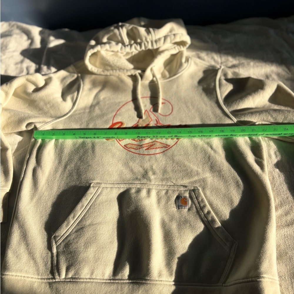 Carhartt Hooded Sweatshirt. Womens Large Cream And Orange. Beautiful color. - Picture 4 of 4